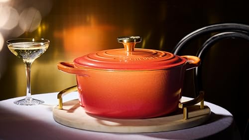 Le Creuset Enameled Cast Iron Signature Oval Dutch Oven, 15.5 qt., Flamme Doree with Crucible Knob