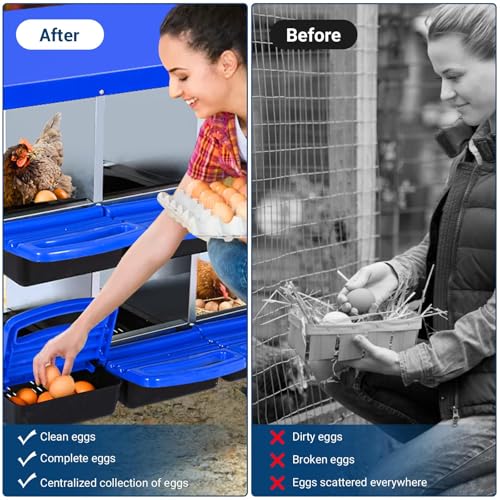 Chicken Nesting Box, 10 Hole 2 Layer Hen Nest Box with Legs, Roll Away Eggs Laying Boxes,Cleanable Pull Out Hen Roosting Boxes