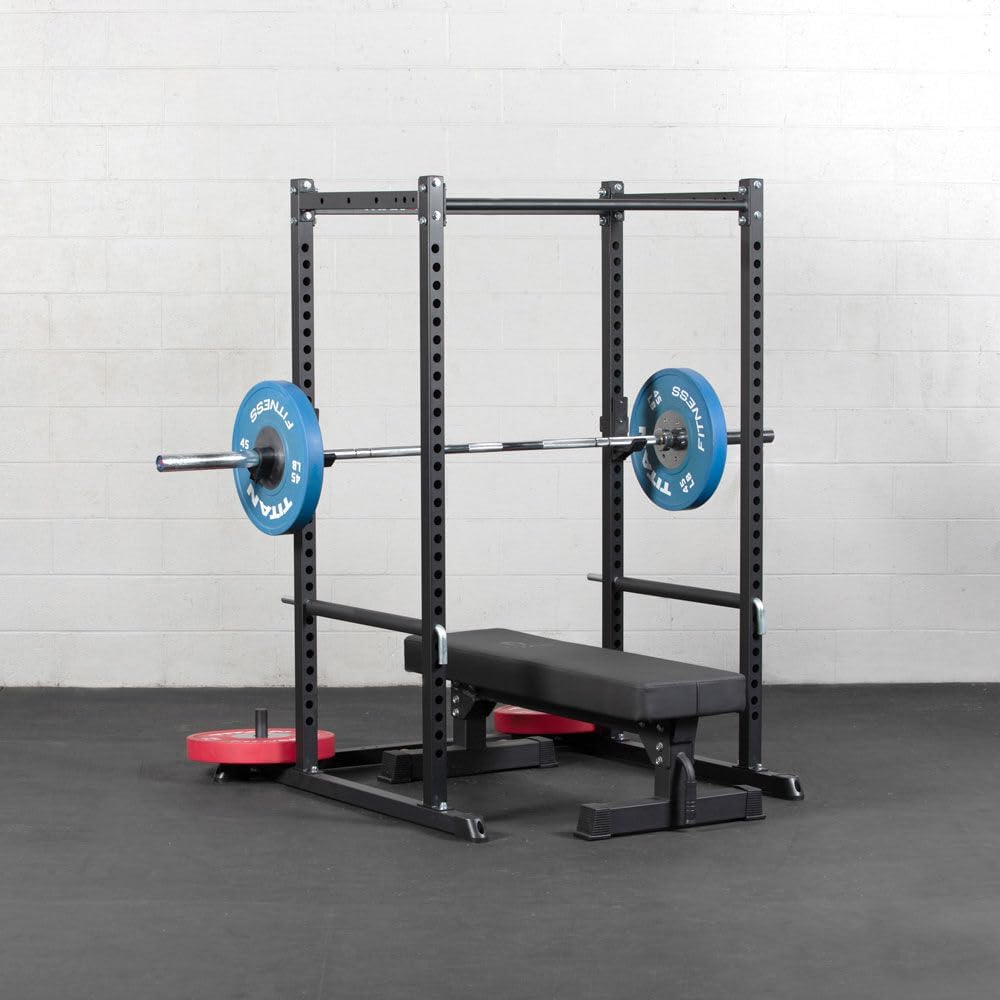 Titan Fitness T-2 Series Short 71" Power Rack, 850 LB Rackable Capacity, Skinny Pull Up Bar, Pin and Pipe Safeties, Standard J-Hooks