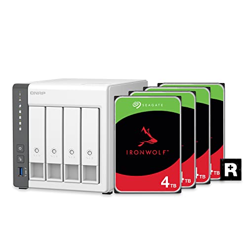 QNAP 4 Bay NAS with 12TB Storage Capacity, Preconfigured RAID 5 Seagate IronWolf Drives Bundle, 2.5GbE Ports (TS-433-4G-44ST-US)