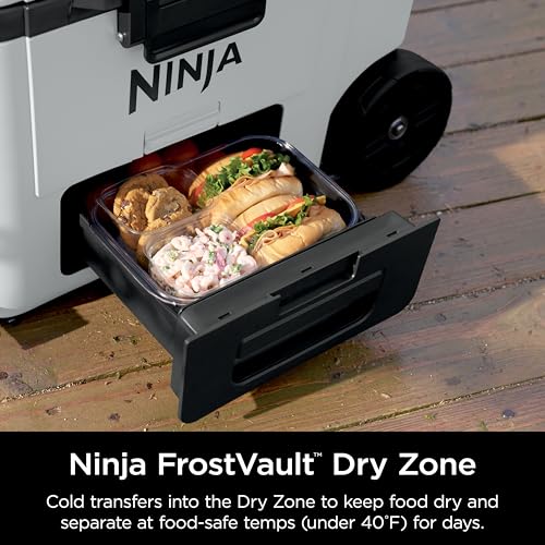 Ninja FrostVault 45qt Wheeled Cooler with Dry Zone, Integrated Fridge-Temp Dry Storage Drawer, Premium Heavy-Duty Insulated Cooler