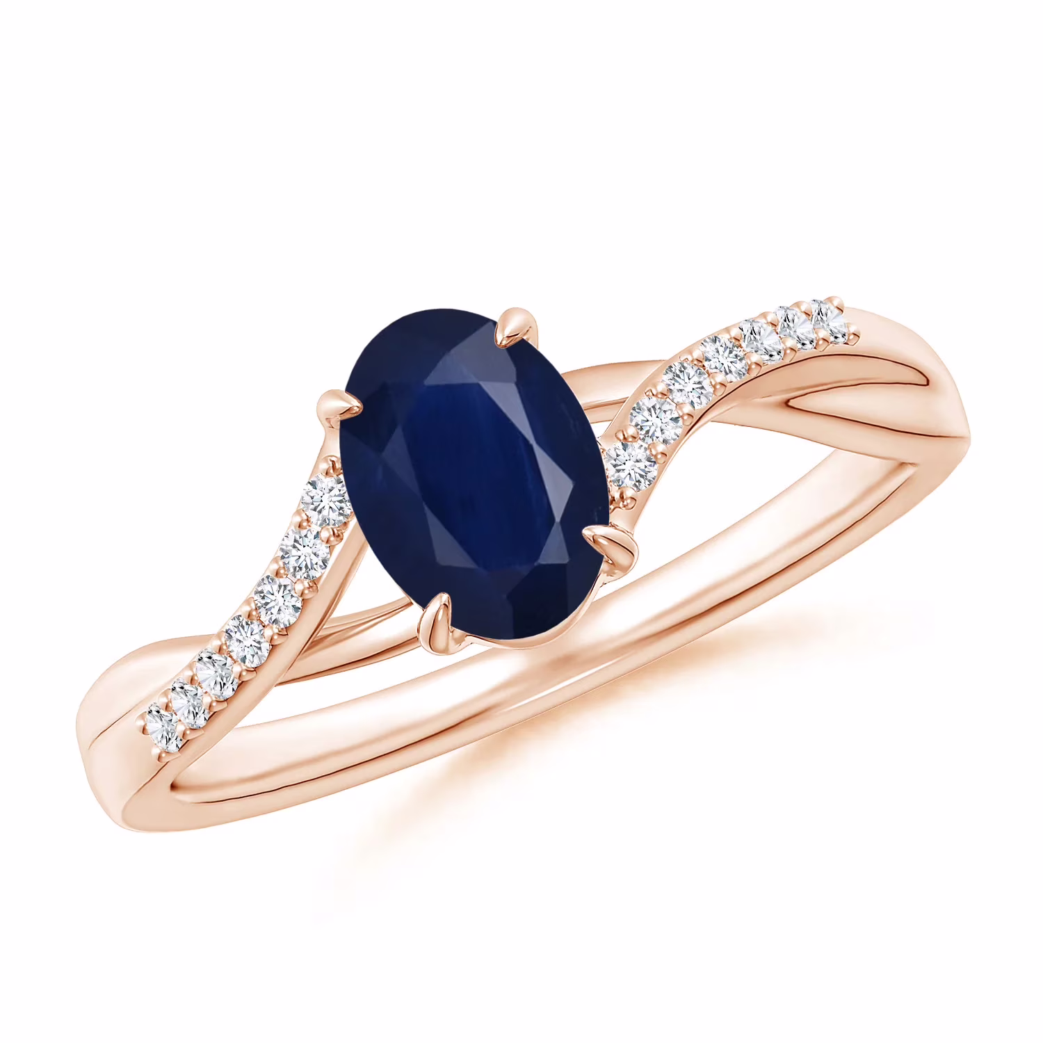 925 Sterling Silver 1 Ctw Oval Blue Sapphire Bypass Solitaire Women Promise Ring Jewelry