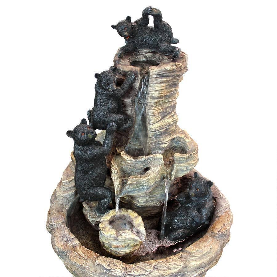 Design Toscano Rocky Mountain Splash Black Bears Garden Fountain