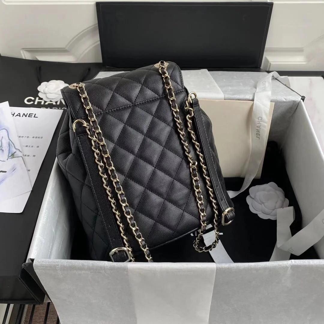 Chanel Duma Backpack Gold Toned Hardware Black For Women, Women&rsquo;s Bags, Shoulder Bags 9.4in/24cm AS1371