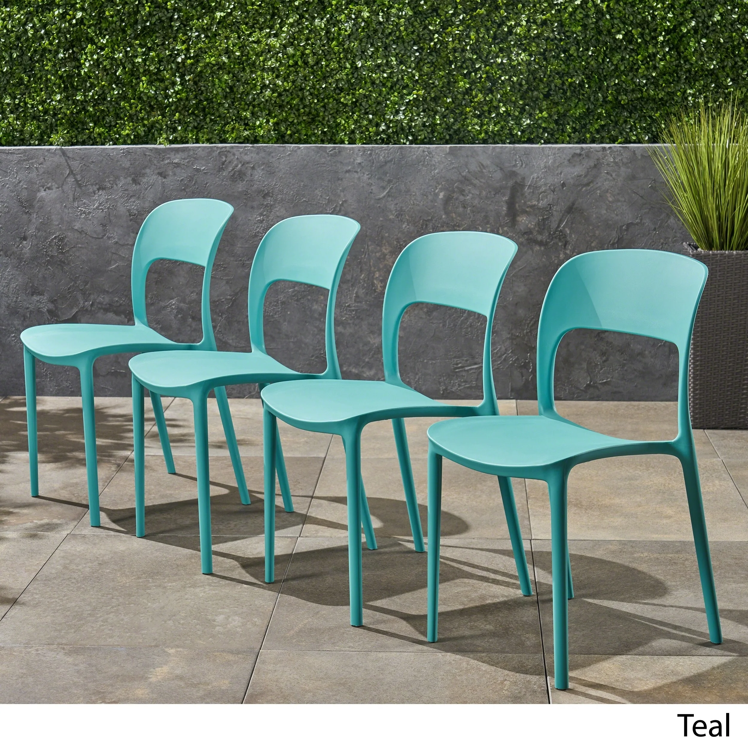 Christopher Knight Home Katherina Outdoor Plastic Stacking Dining Chairs (Set of 4) by Teal