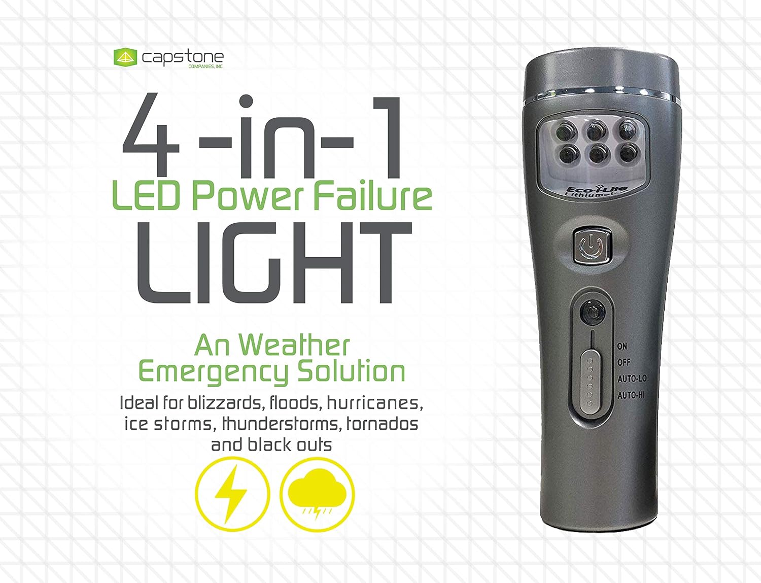 Capstone Lighting 4-in-1 Eco-I-Lite, 6 Pack &ndash; Emergency Flashlights, Night Light, Power Failure Light and Work Light &ndash