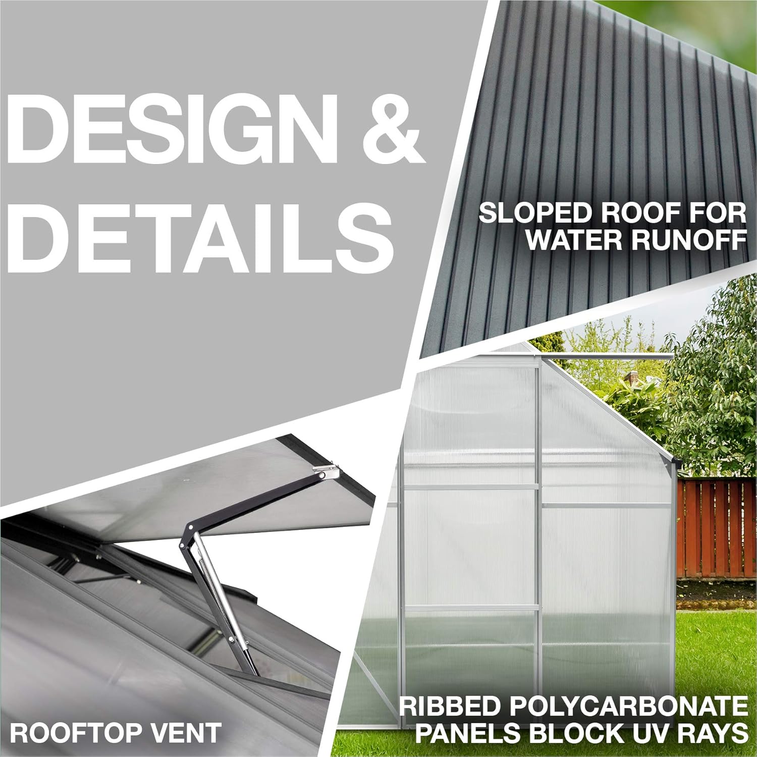 Hanover HANGRNHS4X6-NAT 4 x 6-Ft. Polycarbonate Walk-in Greenhouse, Natural/Silver