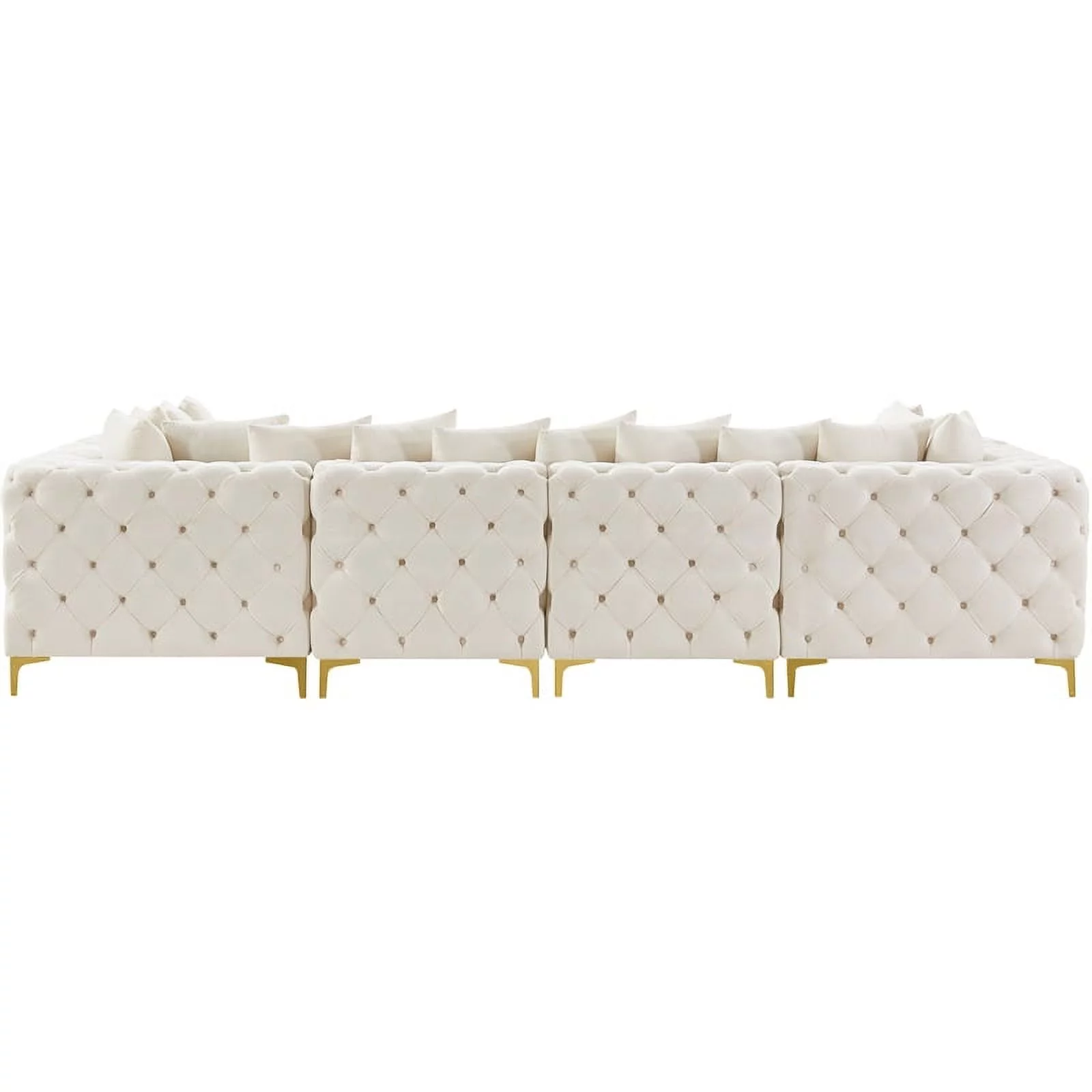 Maklaine Modern / Contemporary Cream Velvet Modular Sectional