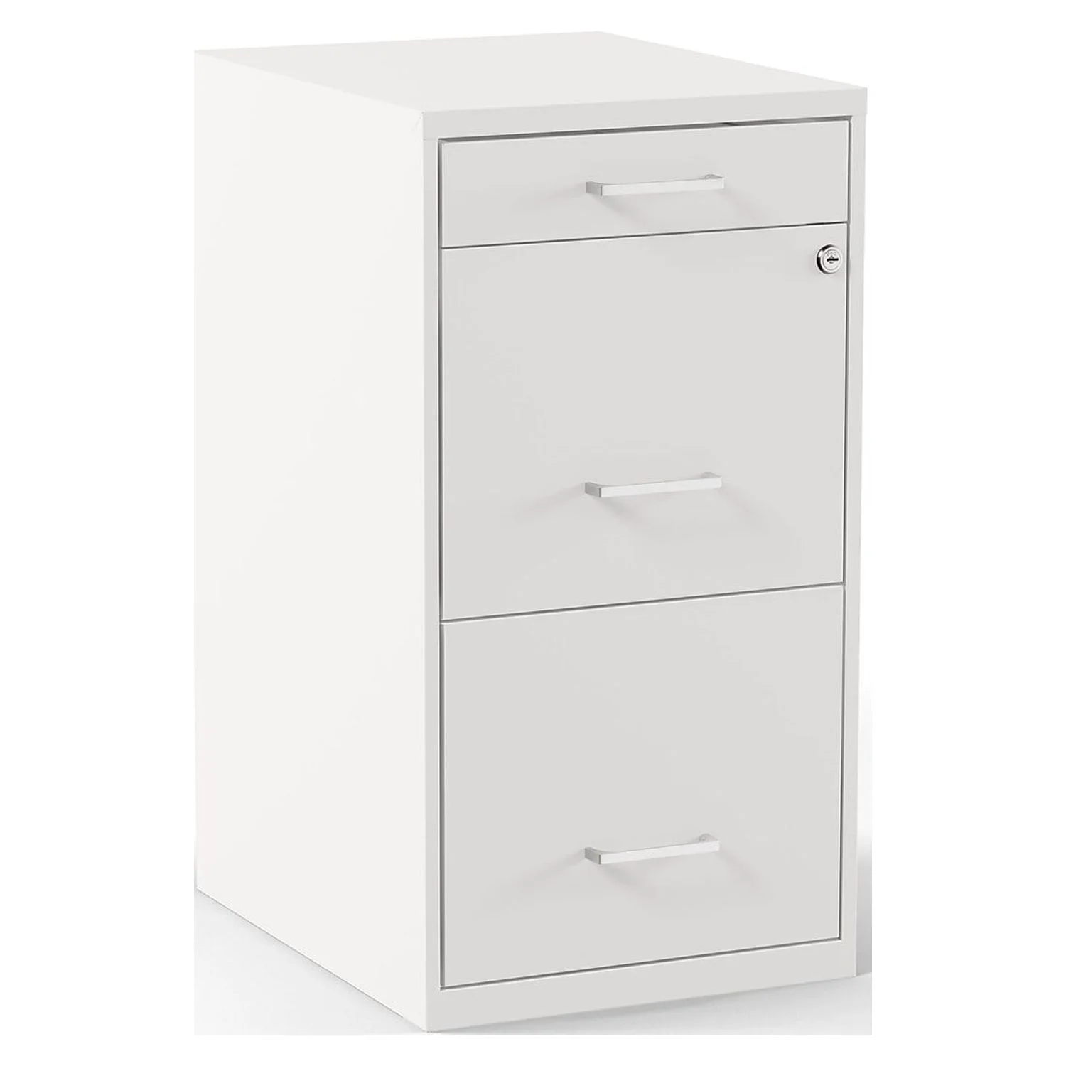 Staples 3-Drawer Vertical File Cabinet Locking Letter White 18"D (52144) 23789/52144