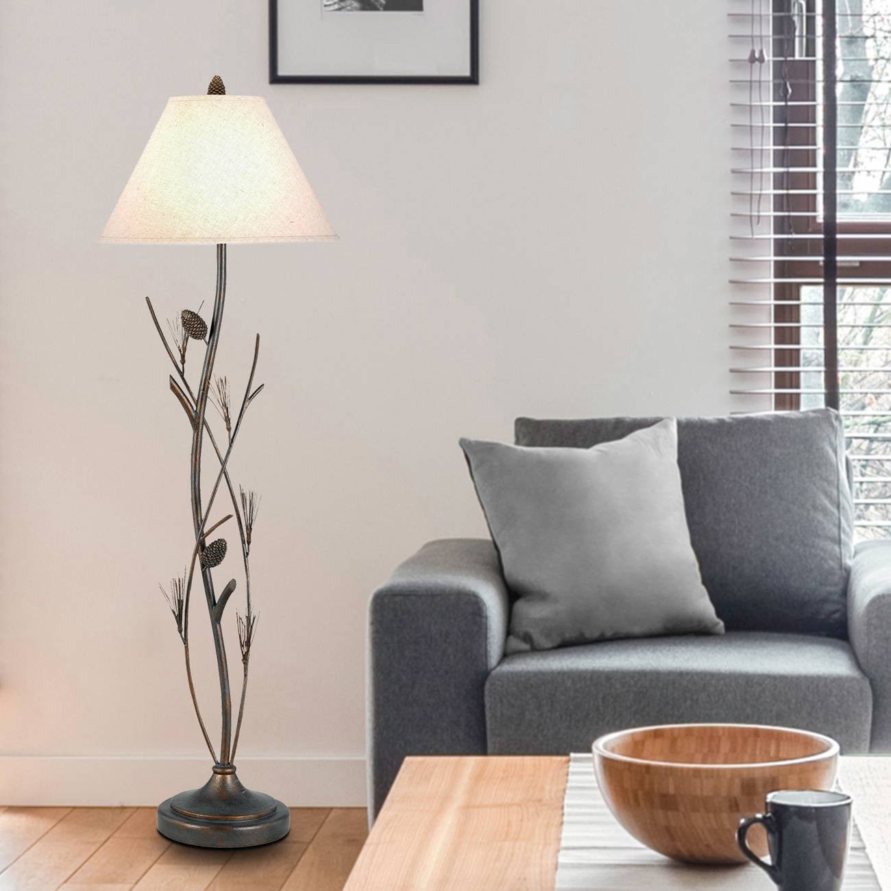 60x22 3-Way Metal Pinecone Floor Lamp Rust Finish - Cal Lighting