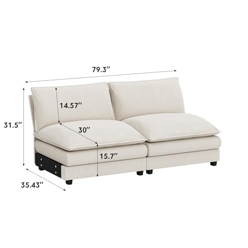 Homall 119" Modular Sectional Sofa, L Shaped Sofa Couch with Reversible Ottoman, DIY Combination Chenille Deep 3-Seat Cloud Couch for Living Room