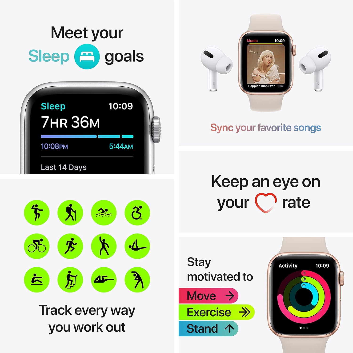 Apple Watch SE (Gen 1) [GPS 40mm] Smart watch w/Gold Aluminium Case with Starlight Sport Band. Fitness & Activity Tracker, Heart Rate Monitor