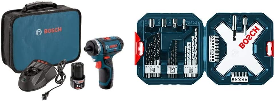 Bosch PS21-2A 12V Max 2-Speed Pocket Driver Kit with 2 Batteries, Charger and Case , Blue