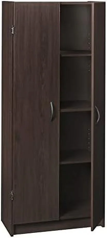 GEROBOOM Pantry Cabinet Cupboard with 2 Doors Adjustable Shelves  Standing   for Kitchen  Laundry or Utility Room  Dark Cherry