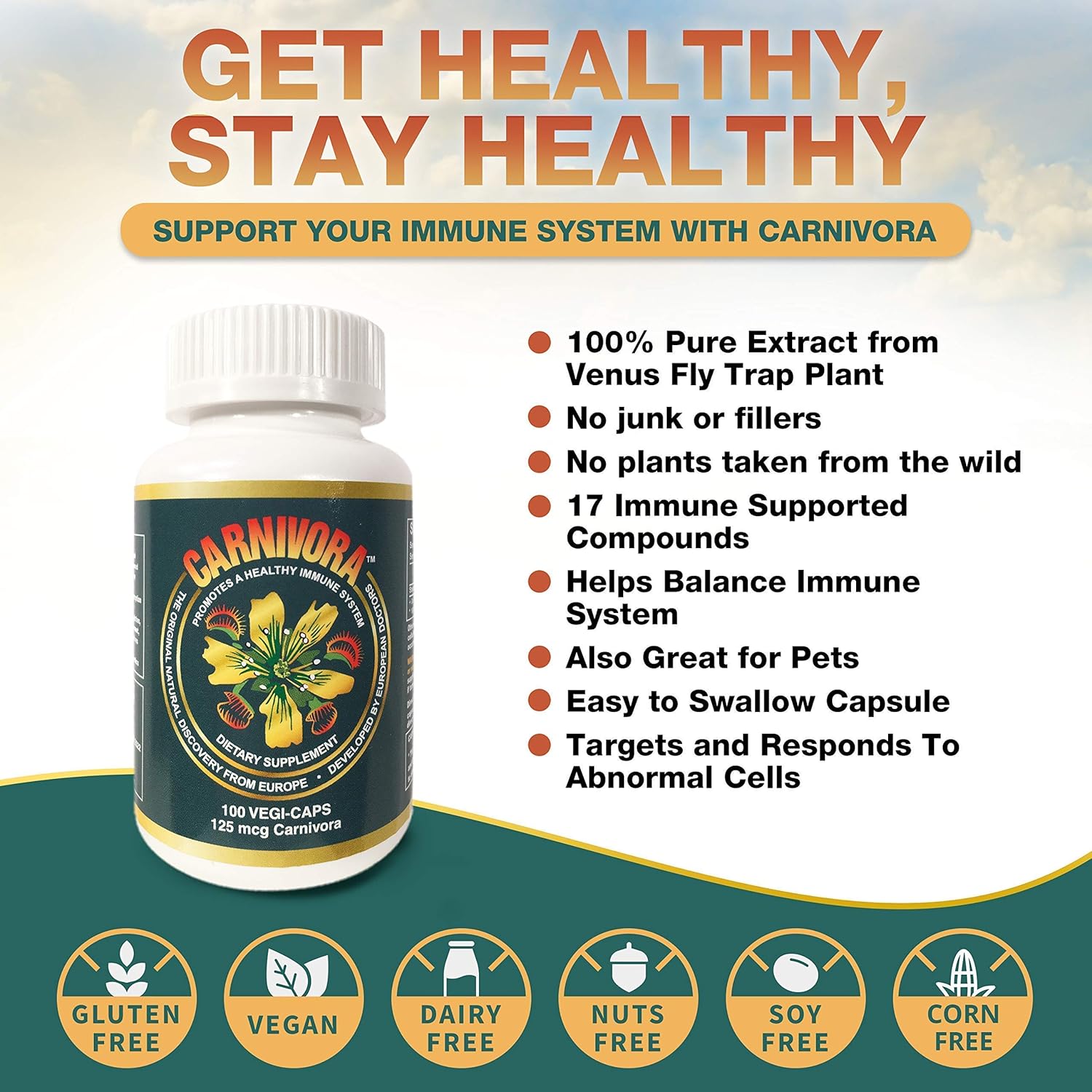Carnivora Triple Play - Immune System Support, Lymph System Flush, and Enhancement for Joints and Digestion (Bundle with 1 Bottle Vegi-Caps