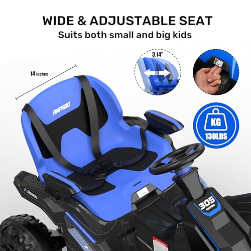 ANPABO 24V 4x4 Ride On Toy for Big Kids, 4x200W Motors, 5MPH, Kids Car w/Parent Remote, Wide Adjustable Seat, Headlights, Metal Frame