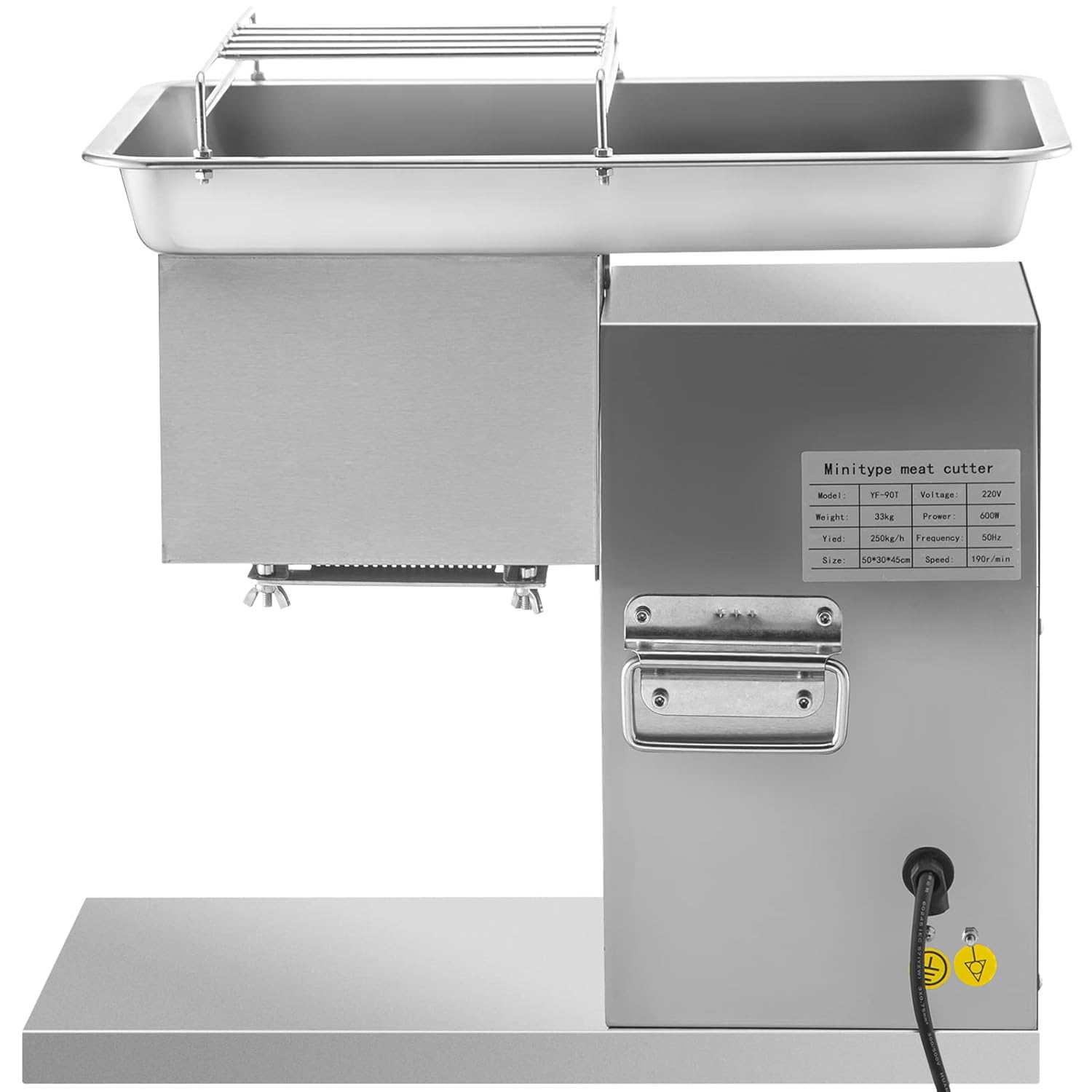 VEVOR Commercial Meat Cutter Machine 1100 LB/H 3mm Stainless Steel with Pulley 600W Electric Food Cutting Slicer for Kitchen Restaurant Supermarket