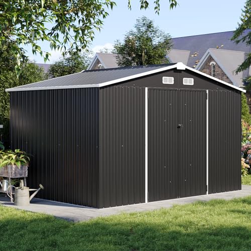 Aoxun 6.2x4 FT Shed Outdoor Storage Shed Metal Garden Shed with Lockable Doors & Slooping Roof Tool Shed Bike Shed for Backyard, Patio