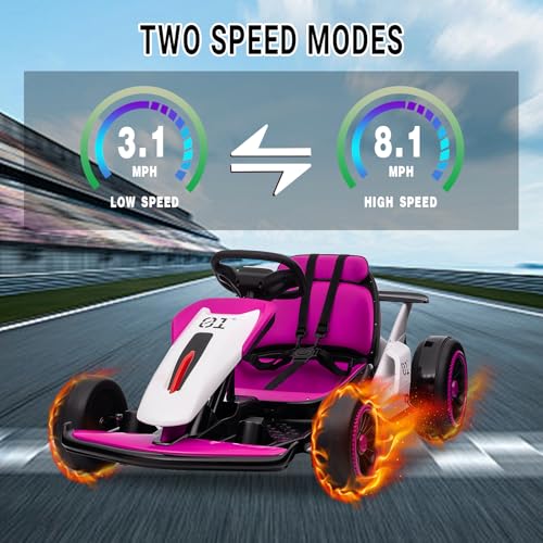 Kids Go Kart, Ride On Drift Kart with Dual 200W Motors, 24V Battery Powered Electric Drift Car, Outdoor 2-Speed Ride On Racing Toy for Boys Girls 6+