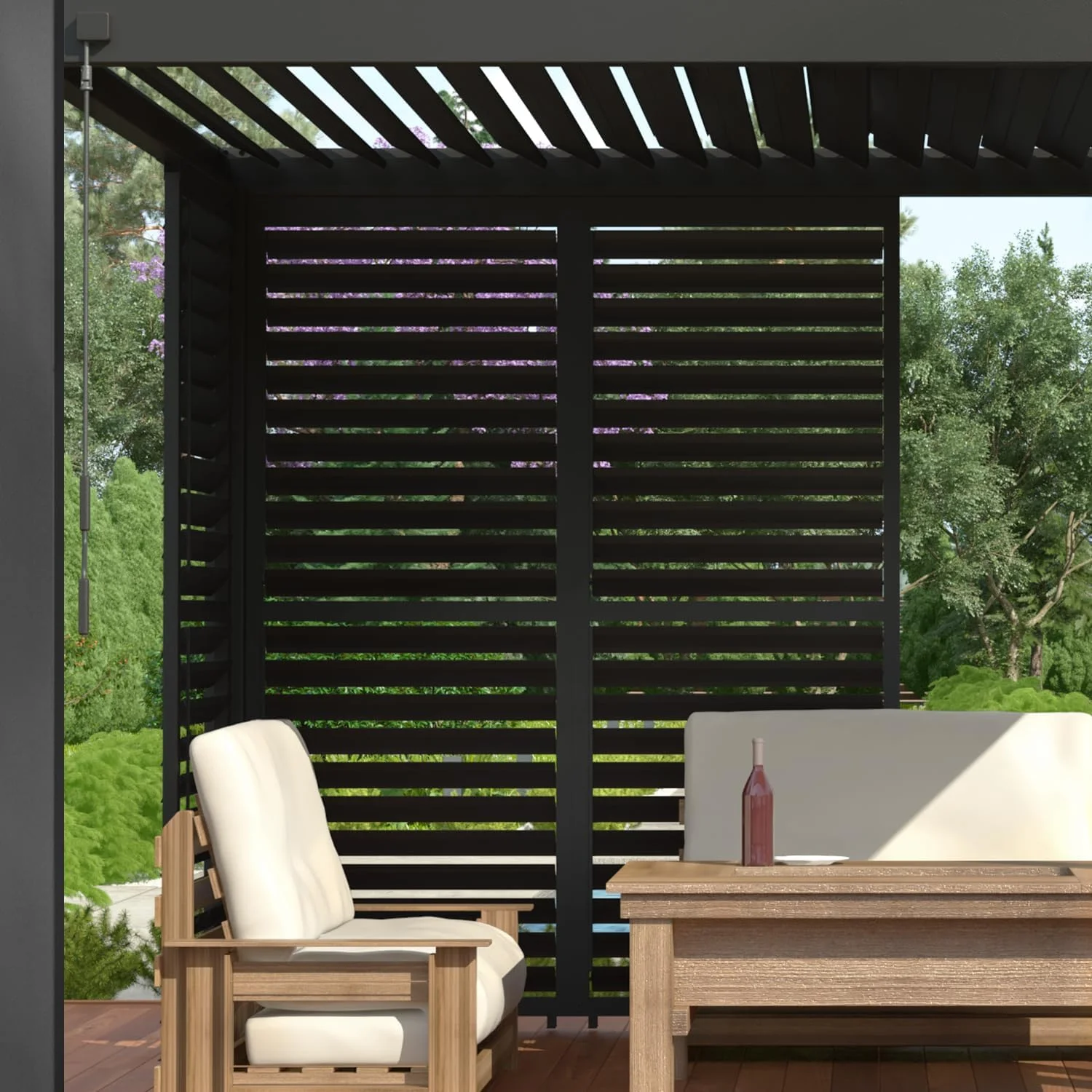 MIRADOR Accessories Aluminum Louvered Sun Shade Shutter Wall for 111S/DA 10'x10' Pergola One Panel, Charcoal