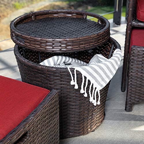 Best Choice Products 5-Piece Outdoor Patio Furniture Set, No Assembly Required Wicker Conversation Bistro & Storage Table for Backyard, Porch