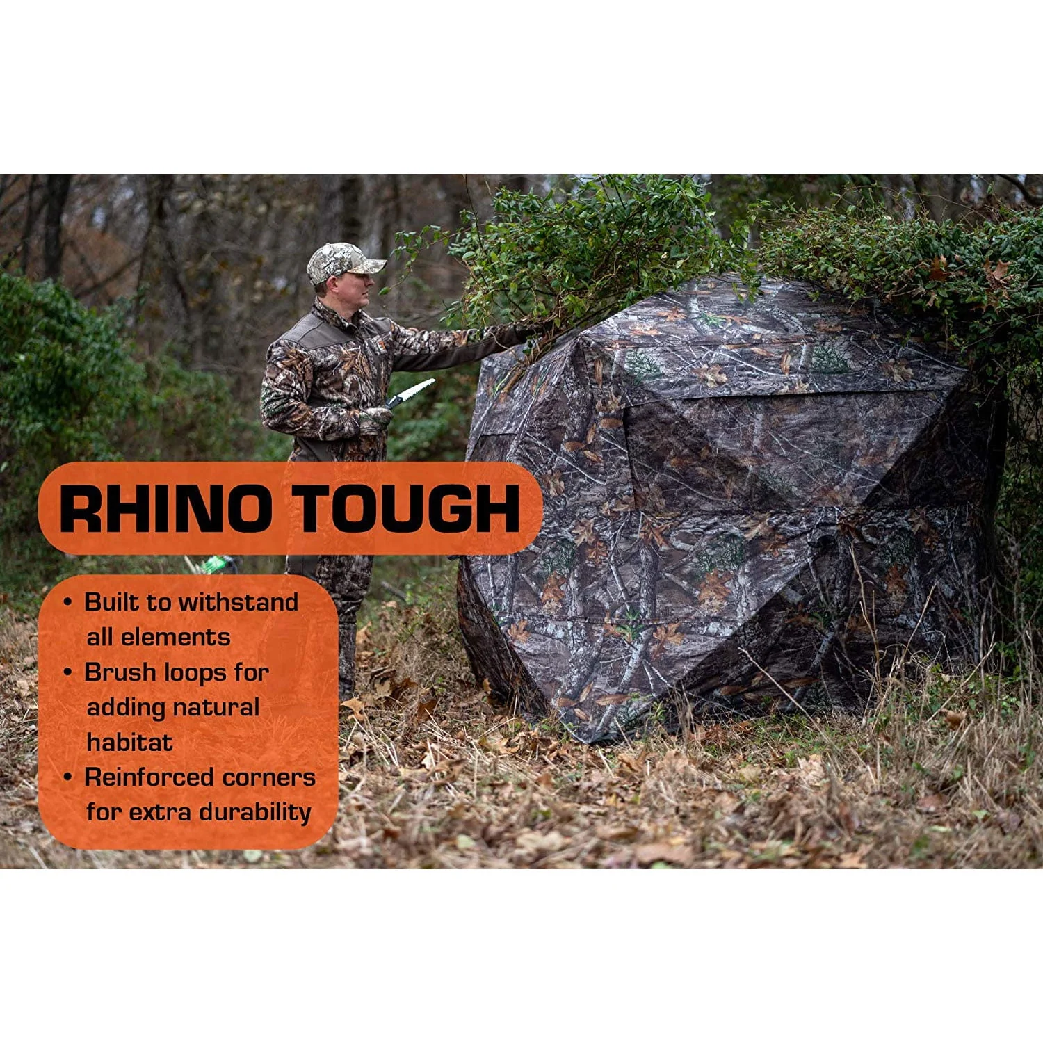 Rhino Blinds - R-200 Realtree Edge Camo Ground Blind, 3 Person