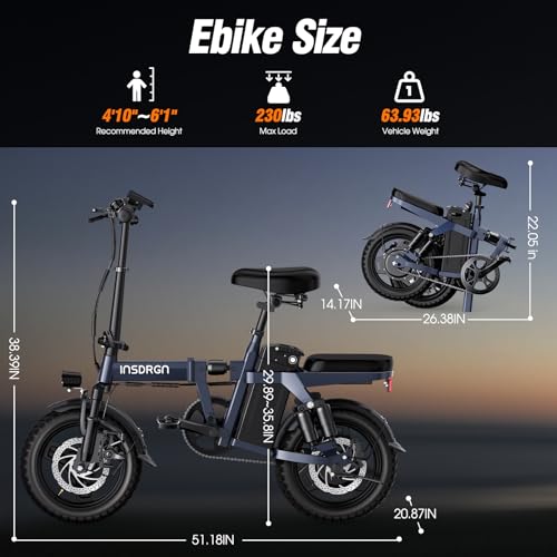 A14 Electric Bike – Premium Adult E-Bike with AI-Powered Pedal Assist, 9 Shock Absorbers, 44.99% Brake Ratio, 500W Motor, Mini Folding Electric Bike