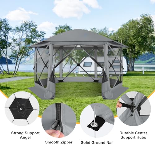 COBIZI 12x12ft Pop up Gazebo Screen Tent Screen House for Camping, Camping Outdoor Screened Gazebo, Canopy Tent