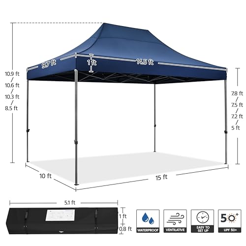Yaheetech Heavy Duty Pop Up Canopy Tent, 10x20 Commercial Instant Shelter Tent for Wedding, Parties, Adjustable Outdoor Canopy with Wheeled Carry Bag