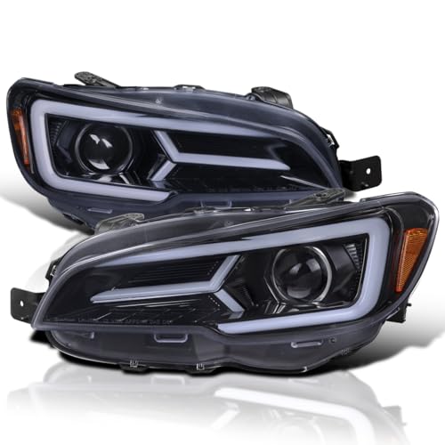 SPEC-D TUNING Black Housing Clear Lens Projector Headlights with Sequential LED Turn Signal Lights Compatible with 2015-2021 Subaru WRX STI with