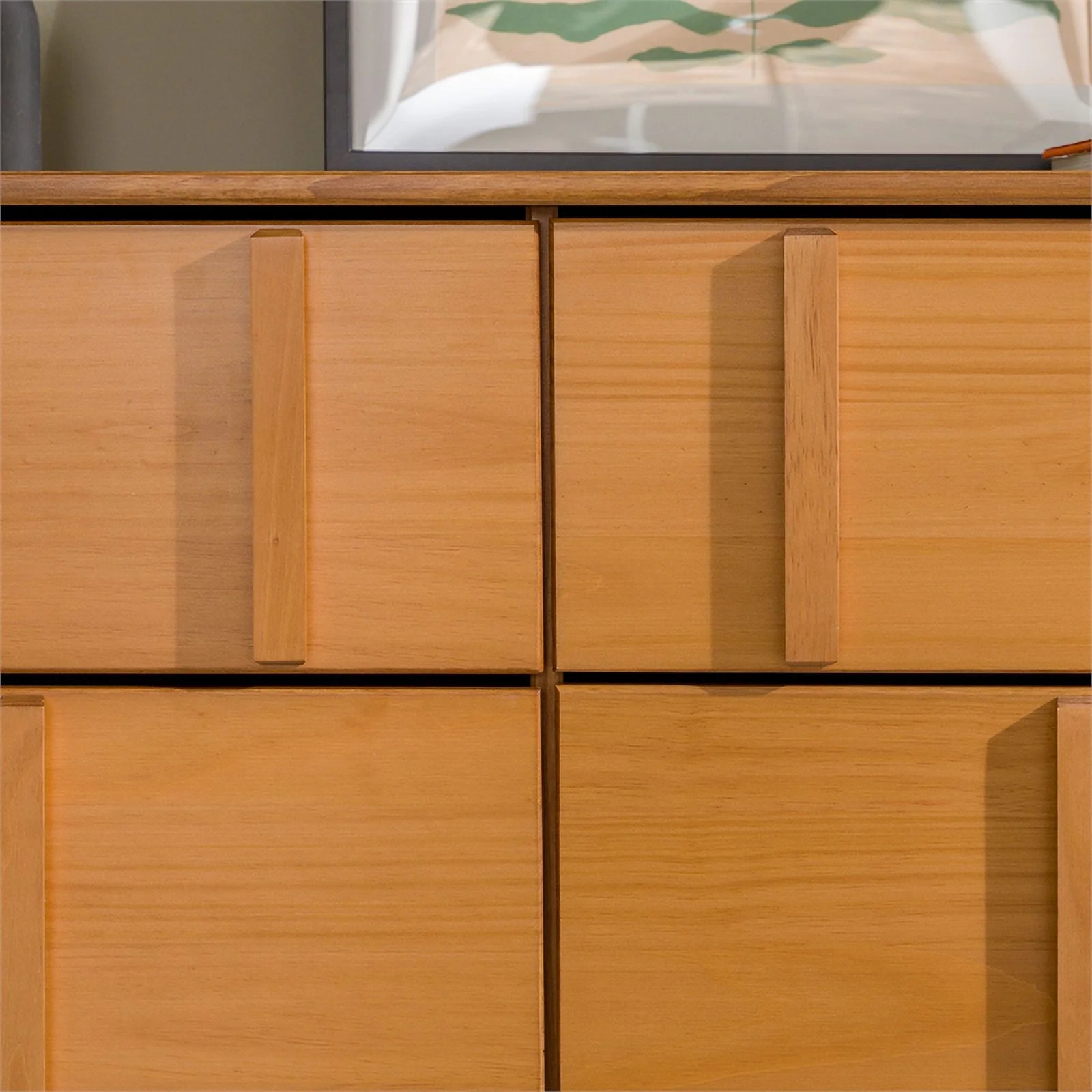 Walker Edison Modern Detailed 6-Drawer Solid Wood Dresser 60 Inch Caramel