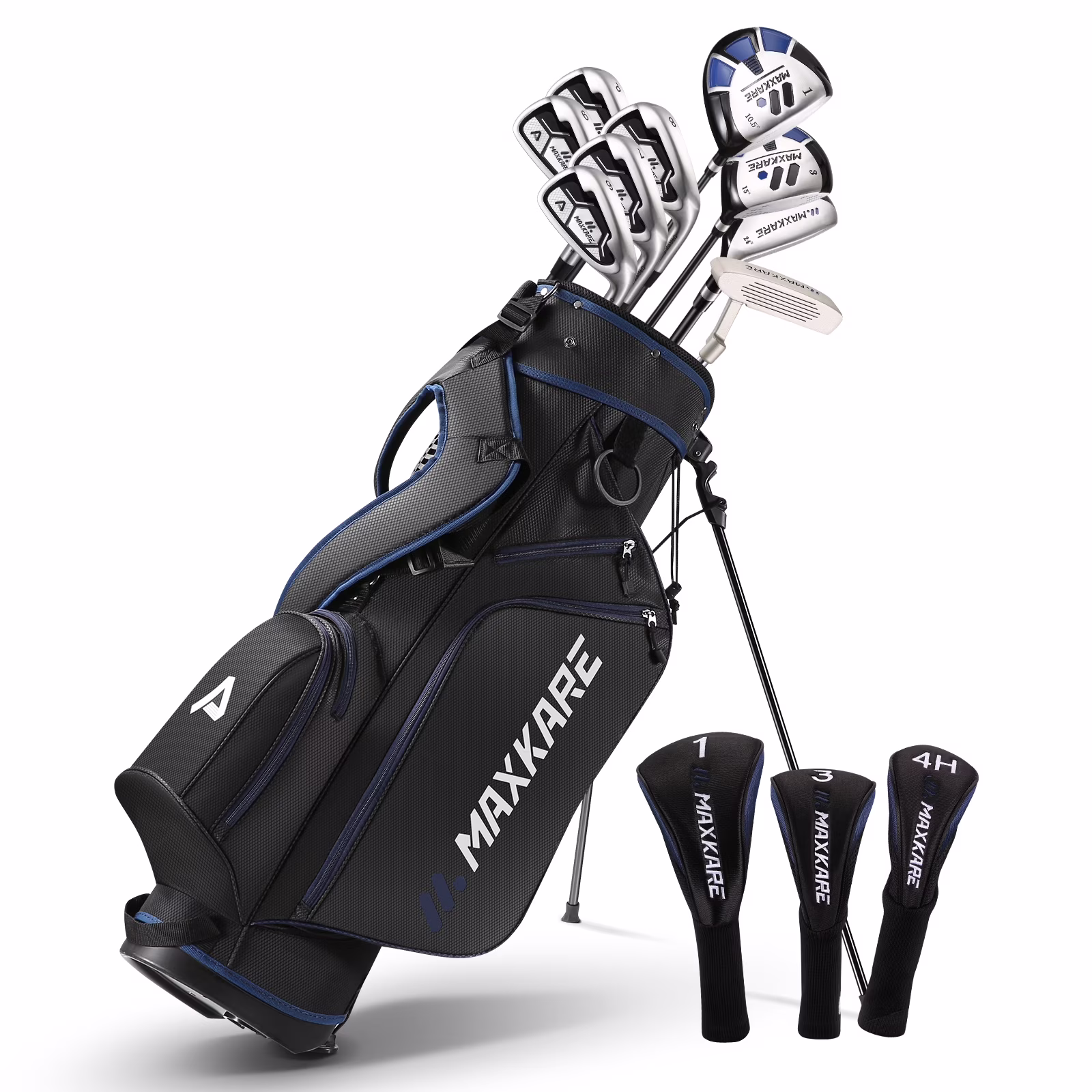 MaxKare Complete Golf Clubs Set Golf Men's Regular 13-Piece Complete Set Includes Driver, Fairway Wood, Hybrids, 6-9 Irons, PW, Putter, Stand Bag