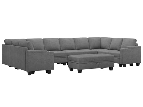 Belffin Modular Sectional Sofa Couch with Storage U Shape Convertible Corner Couches for Living Room Dark Grey Couch