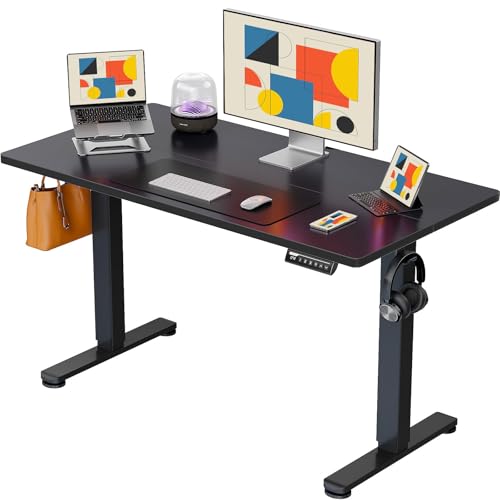 ErGear Height Adjustable Electric Standing Desk, 48 x 24 Inches Sit Stand up Desk, Memory Computer Home Office Desk with Two-Piece Desktop (Walnut)