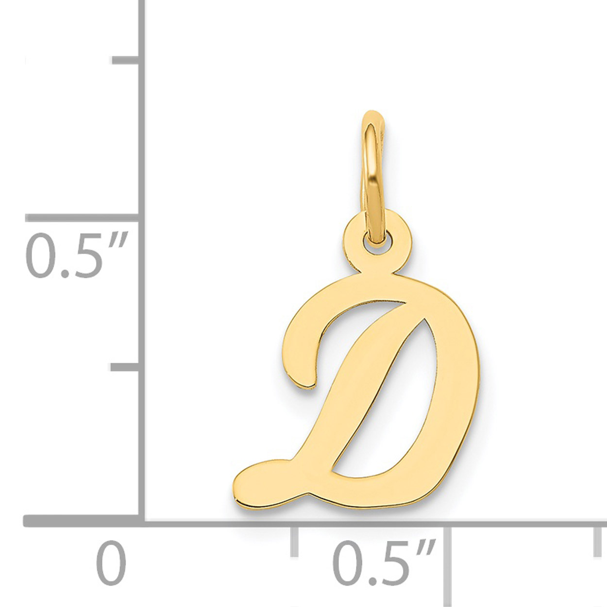Carat in Karats 14K Yellow Gold Small Script Letter D Initial Pendant Charm (13.2mm x 10.38mm) With 10K Yellow Gold Lightweight Rope Chain Necklace