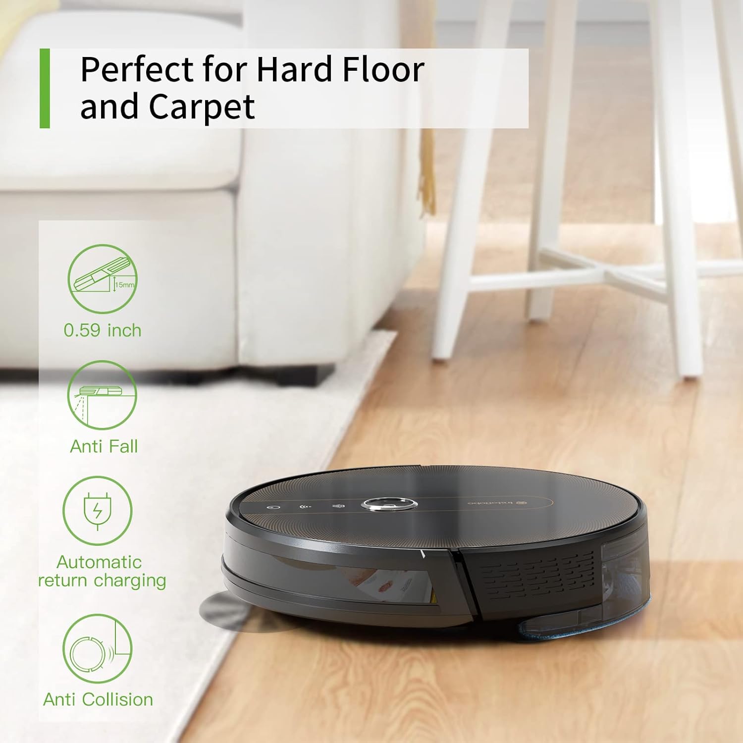 Robot Vacuum and Mop, Robot Vacuum for Pet Hair, Hard Floor and Carpet, Works with Alexa, InstaRobo X1 Robot Vcuum Cleaner, Voice/App Control, 2000Pa