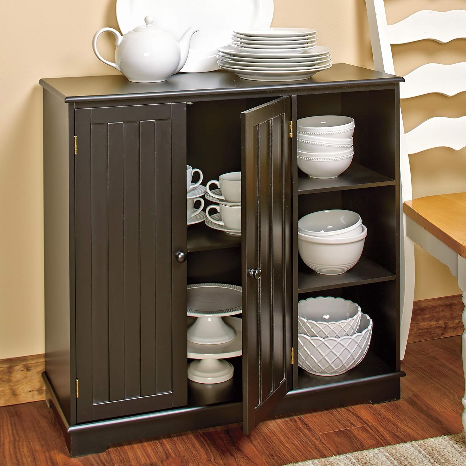 The Lakeside Collection Beadboard Buffet Cabinet - Sideboard with Storage - Red