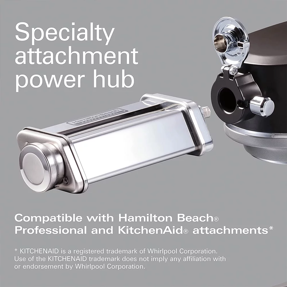 Hamilton Beach 63240 Professional Stand Mixer 5 Quart Specialty Attachment Hub Grey Bundle with 1 Year Extended Protection Plan