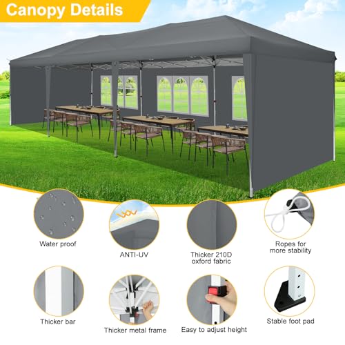 COBIZI Canopy 10x20 Pop Up Canopy Tent with 6 Sidewalls Party Tents for Parties Weddings Backyard Waterproof Canopy Outdoor Commercial Canopy Event