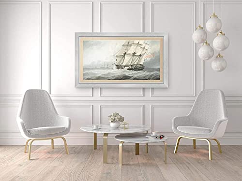 Deco TV Frames - Contemporary Silver Smart Frame Compatible ONLY with Samsung The Frame TV
