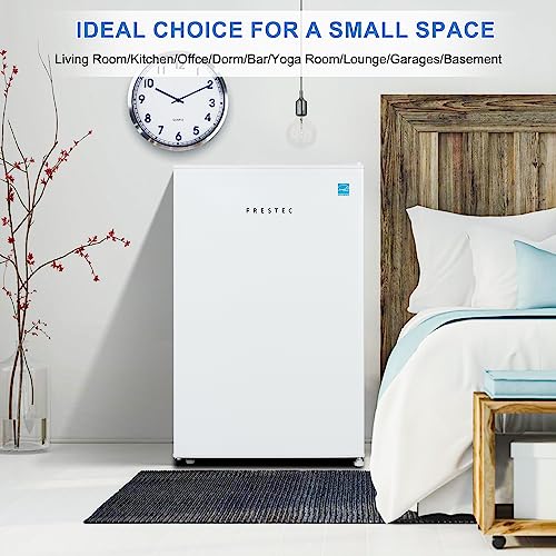 Frestec Compact Fridge 3.2 CU.FT. Mini Dorm Refrigerator Small Fridge with Freezer, 37 dB Low Noise, Adjustable Temperature, Reversible Door