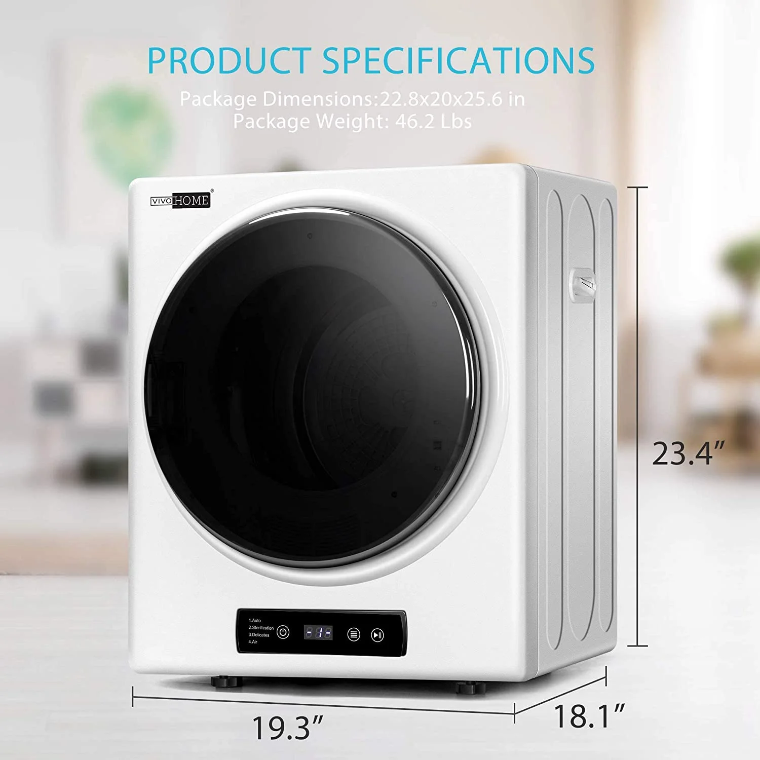 VIVOHOME 9lbs Portable Clothes Laundry Dryer Machine, Front Load with Stainless Steel Drum, 2.6 cu.ft 900W