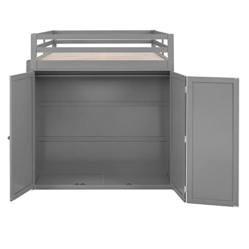 Harper & Bright Designs Full Size Loft Bed with Desk and Wardrobe, Solid Wood Loft Bed Frame with Storage Drawers, for Kids Teens Adults (White)