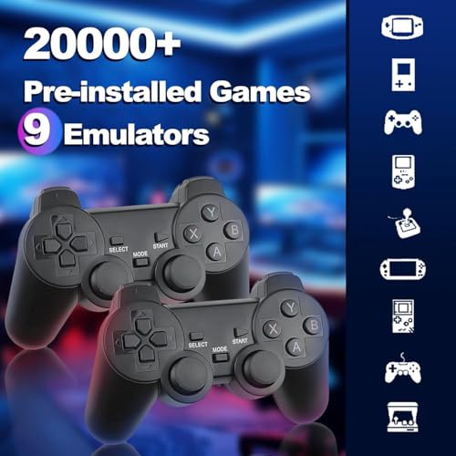 Wireless Retro Game Console, Nostalgia Stick Game Handheld Game Console with 20,000+ Games Built in and 9 Emulators Plug and Play Video Games for Tv
