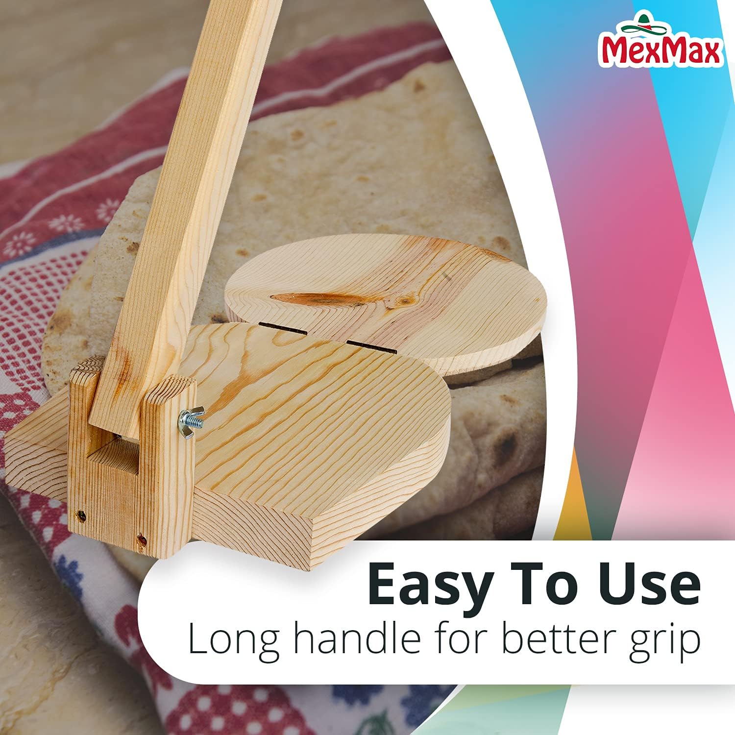 CHAMPS 9 Inch Wooden Tortilla Presser to Make Thin and Flat Discs for Homemade Mexican Tortillas, Dumpling, Roti or Empanadas