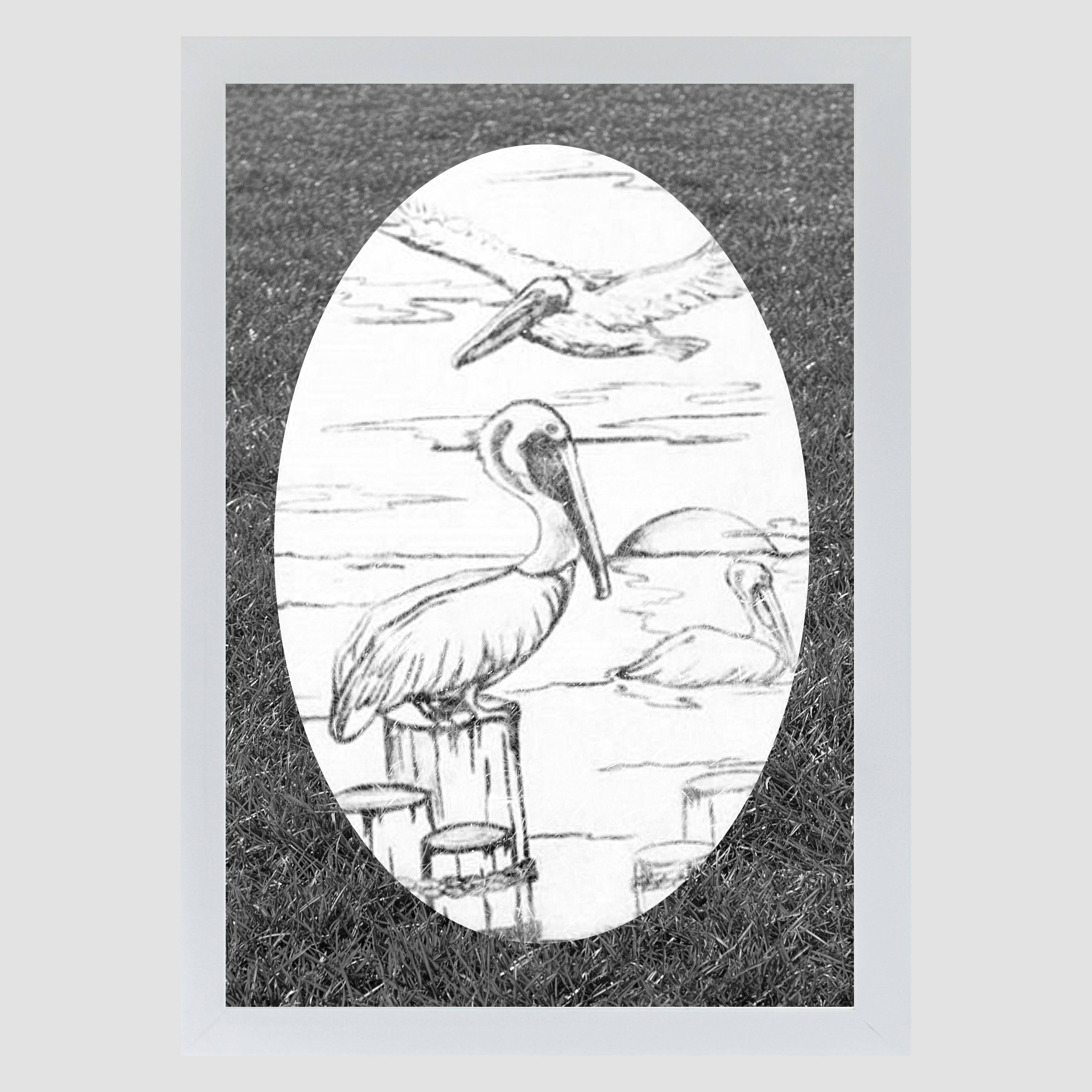 Etched Glass Decal | Static Cling Decals | Pelican Decal | Bird Decal 21x22 x 33x22
