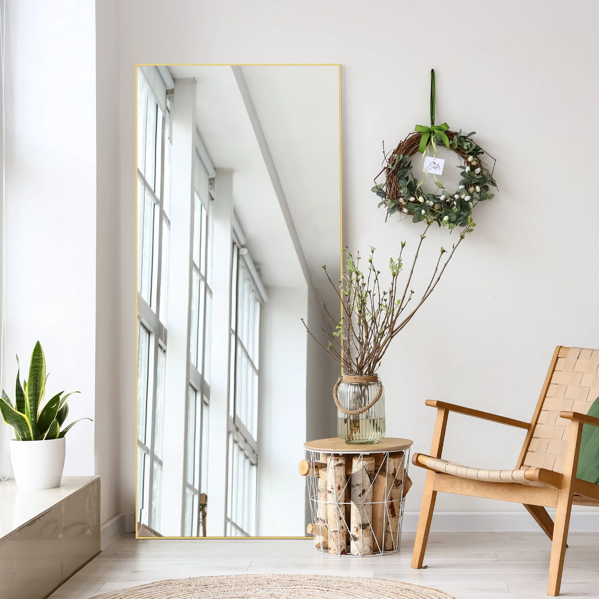 EDX Full Length Mirror 64x21 Full Body Mirror Rectangle Free Standing Wall Mounted Leaning Hanging Floor Mirrors, Black