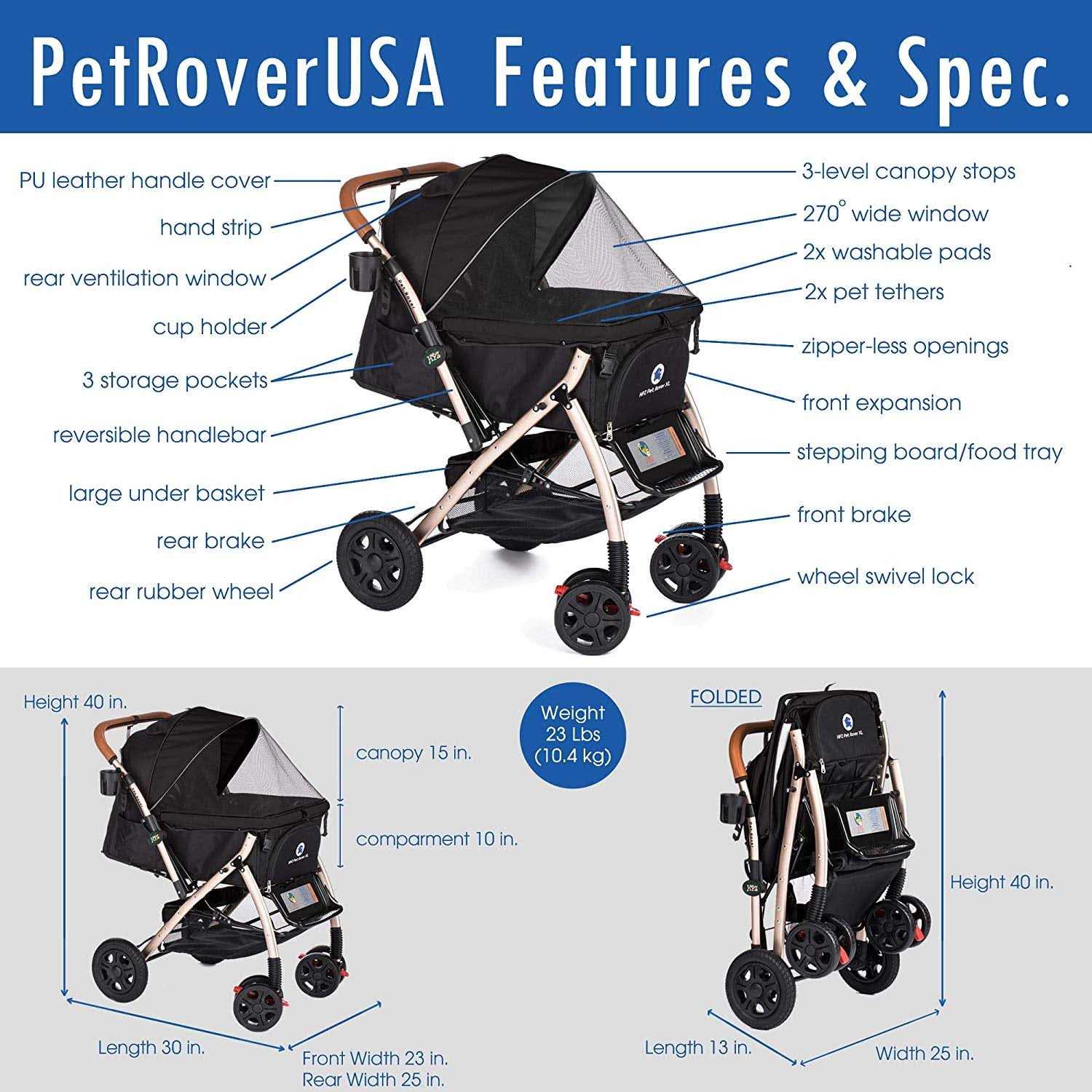 HPZ Rover Premium Heavy Duty Pet Stroller