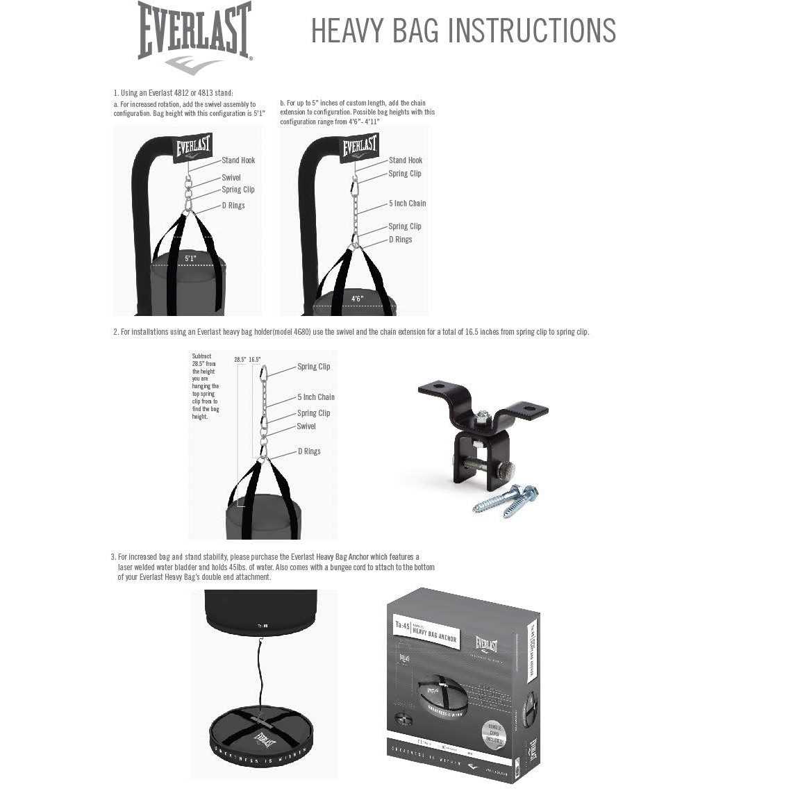 Everlast 70 Heavy Bag Kit - Sports Supplies Online Store