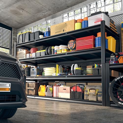 REIBII 60" W Garage Shelving 3000LBS Garage Shelving Heavy Duty Storage Shelves, 5 Tier Metal Shelves, Adjustable Industrial Shelf for Warehouse